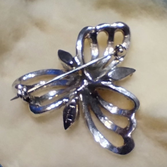 Vintage Silver Pell Brooch With Rhinestones & Jay Flex Silver Screw-On E… - Picture 3 of 8